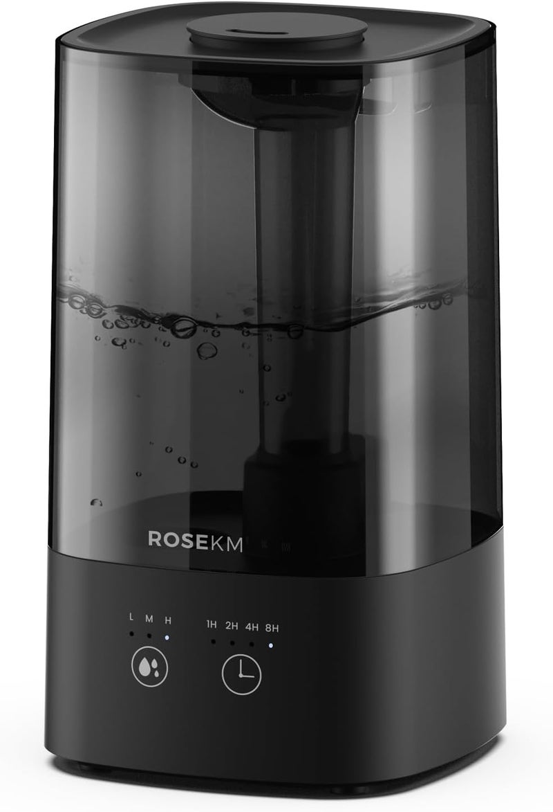Rosekm 4.5L Humidifiers for Bedroom, Humidifiers for Home Large Room, Cool Mist Humidfiers for Baby and Plant with Timer, Adjustable Mist Level, 360° Nozzle, Auto Shut-Off, Black - Image 1